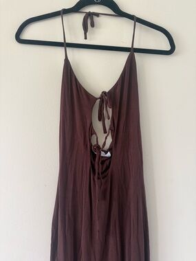 Baddieville Brown front tie romper - Size M
